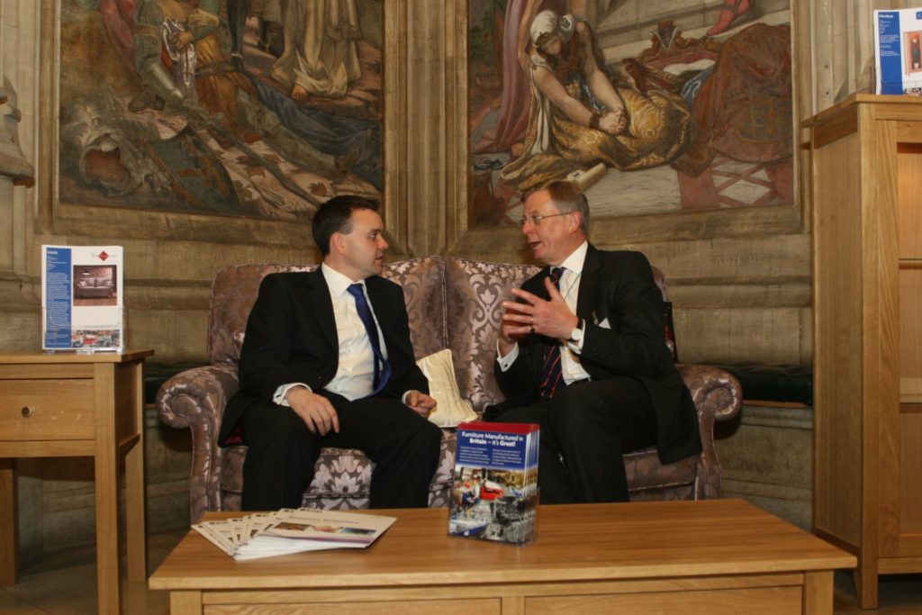 Picture shows: Steve McPartland, Furniture APPG chairman (left) and Paul von der Heyde, BFC chairman, at the House of Commons exhibition